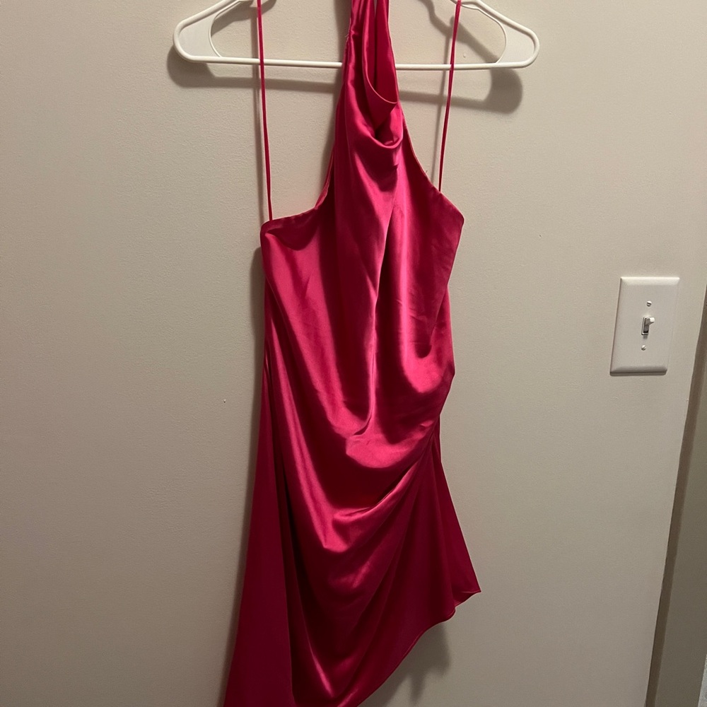 Pink satin halter dress